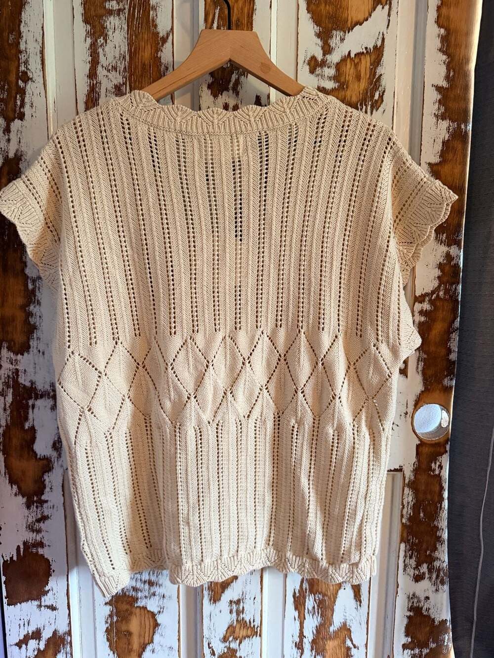 In February Boho Coastal Grandma Scandi Girl Open Knit Oversized Sweater Size M - Picture 2 of 5